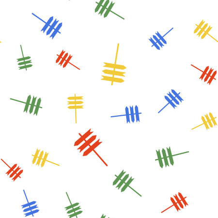 Color Road traffic sign. Signpost icon isolated seamless pattern on white background. Pointer symbol. Street information sign. Direction sign. Vectorのイラスト素材