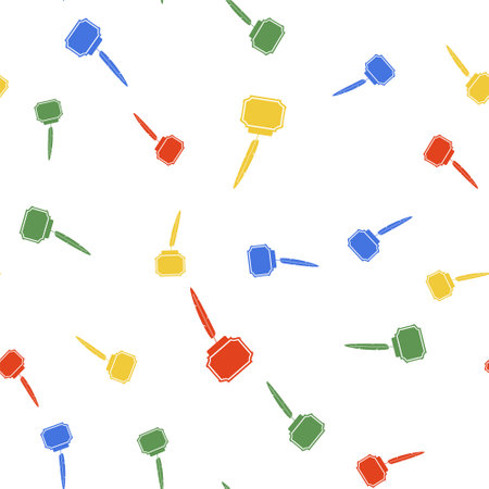 Color Feather and inkwell icon isolated seamless pattern on white background. Vectorのイラスト素材