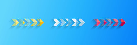 Paper cut Dots arrow icon isolated on blue background. Paper art style. Vectorのイラスト素材