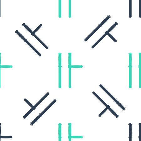 Green Police rubber baton icon isolated seamless pattern on white background. Rubber truncheon. Police Bat. Police equipment. Vectorのイラスト素材