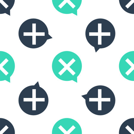 Green X Mark, Cross in circle icon isolated seamless pattern on white background. Check cross mark icon. Vectorのイラスト素材