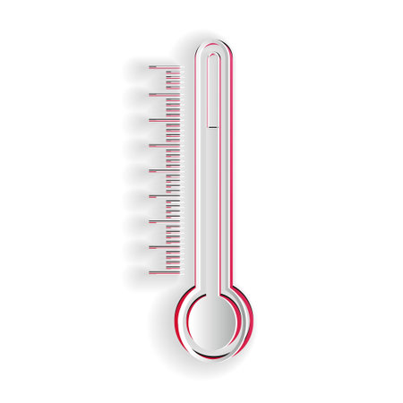Paper cut Thermometer icon isolated on white background. Paper art style. Vector