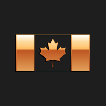 Gold Canada flag icon isolated on black background. Long shadow style. Vectorのイラスト素材