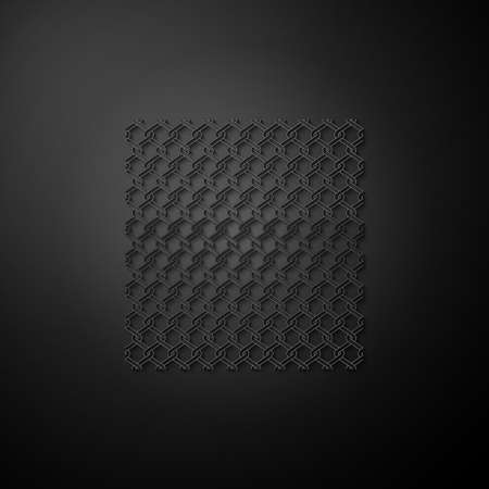 Silver Chain Fence icon isolated on black background. Metallic wire mesh pattern. Long shadow style. Vectorのイラスト素材