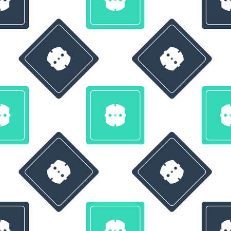 Green Electrical outlet icon isolated seamless pattern on white background. Power socket. Rosette symbol. Vectorのイラスト素材