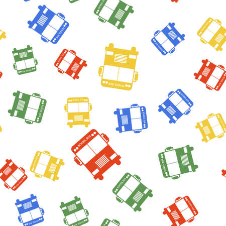 Color School Bus icon isolated seamless pattern on white background. Vectorのイラスト素材