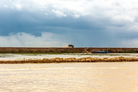 The Tonle Sap is the largest freshwater lake in South East Asiaの写真素材