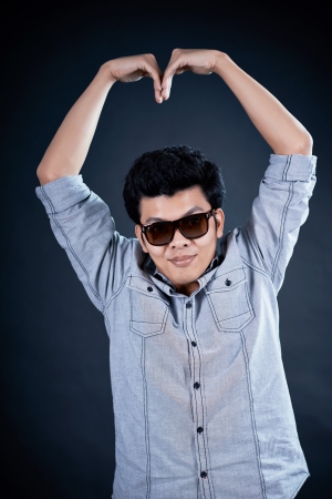 love shape hand by Handsome man の写真素材