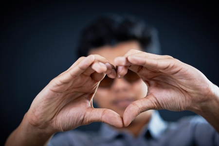 love shape hand by Handsome man の写真素材