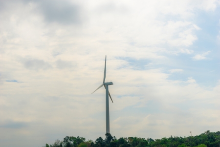 Wind turbines produce electricity in Thailandの写真素材