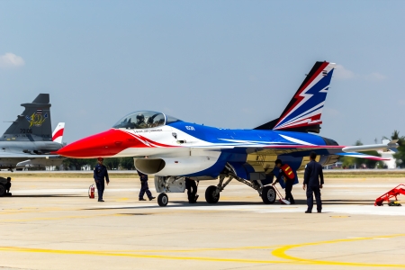 BANGKOK - MARCH 23:"Breitling Jet Team Under The Royal Sky" Breitling Team and Rayal Thai Air Force Air Show at Donmueang Bangkok Thailand  in March 23, 2013 のeditorial素材