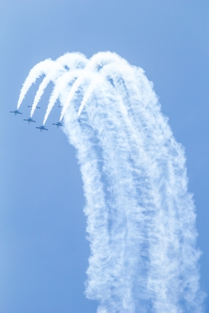 BANGKOK - MARCH 23:"Breitling Jet Team Under The Royal Sky" Breitling Team and Rayal Thai Air Force Air Show at Donmueang Bangkok Thailand  in March 23, 2013 のeditorial素材
