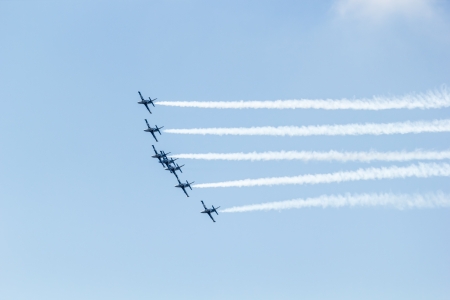 BANGKOK - MARCH 23:Breitling Jet Team Under The Royal Sky Breitling Team and Rayal Thai Air Force...