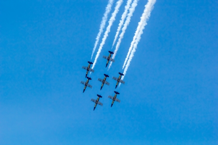 BANGKOK - MARCH 23:Breitling Jet Team Under The Royal Sky Breitling Team and Rayal Thai Air Force...