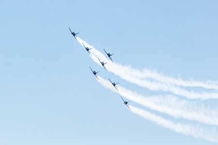 BANGKOK - MARCH 23:Breitling Jet Team Under The Royal Sky Breitling Team and Rayal Thai Air Force...