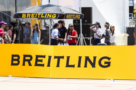 BANGKOK - MARCH 23:"Breitling Jet Team Under The Royal Sky" Breitling Team and Rayal Thai Air Force Air Show at Donmueang Bangkok Thailand  in March 23, 2013 のeditorial素材