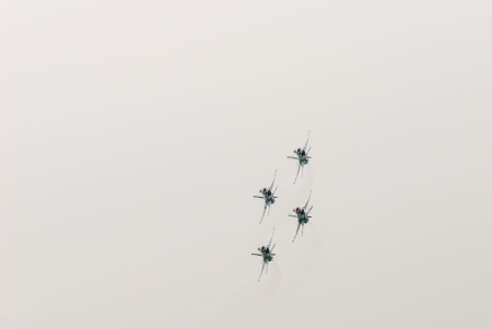 Bangkok, Thailand - October 9, 2009: United States Air Force Thunderbirds official military aerobatic team during an exhibition. The squadron tours the United States and much of the world, performing aerobatic formation and solo flying in specially markedのeditorial素材