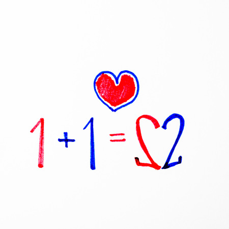 1+1=2 it mean loveの写真素材