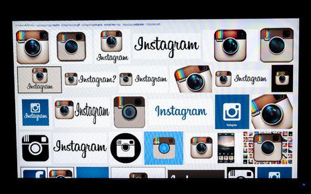 Bangkok, Thailand - March 29, 2014: Part of Instagram logo in browser on LCD screen. Instagram is a free photo sharing application used to shoot square photographs and than apply numerous filters to it to simulate the antique film camera effects. のeditorial素材
