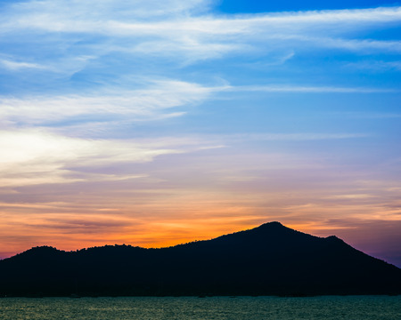 Clear sky sunset over the seaの写真素材