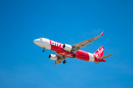 BANGKOK, THAILAND - JUNE 1, 2015: HS-BBG Airbus A320-216 of Thai Air Asia landing to Don Mueang...