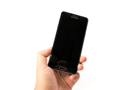 Bangkok, Thailand - November 8, 2015:New Smartphone Samsung Galaxy Note 5 with S Pen unpacking.The display 5.7 inch QHD 518 ppi and camera 16MP. Galaxy Note 5 developed by Samsung Electronics co. ltdのeditorial素材