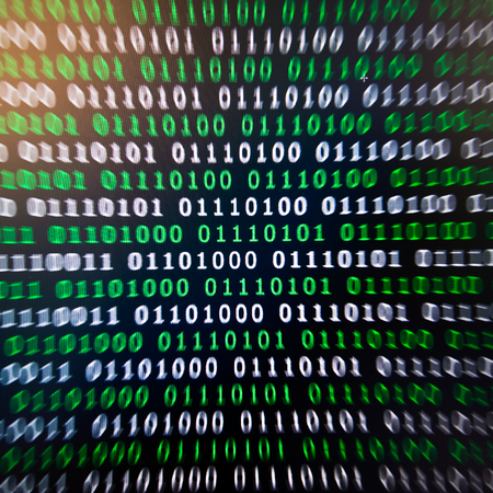 Binary code green blue digital color on black background with zoom effect for graphic design it...