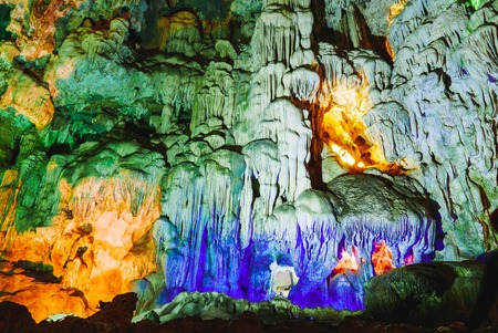 Colorful inside of Hang Sung Sot caveの写真素材