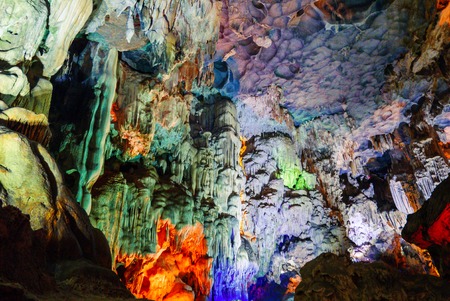 Colorful inside of Hang Sung Sot caveの写真素材