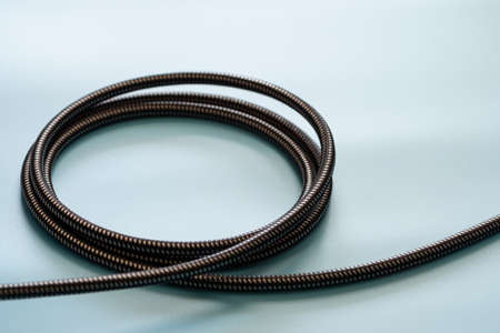 Cable connector and copy space on blue background color mood and tone styleの写真素材