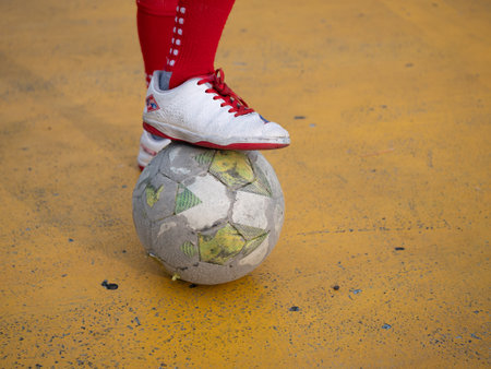 Soccer skills showcase urban playground action photography vibrant environment dynamic perspective...
