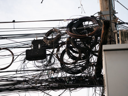 Urban infrastructure challenge overhead wiring chaos city streets photography urban environment...