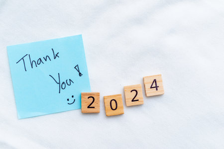 Thank you note for 2024 business appreciation home office setting digital content professional...