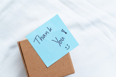 Business appreciation event office environment thank you note corporate culture top view gratitude and connectionの写真素材