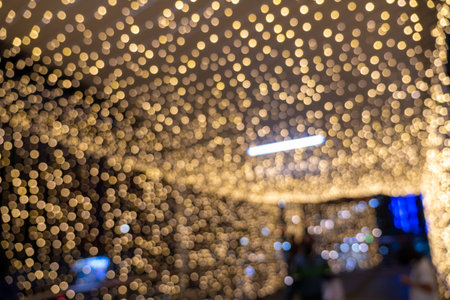 Festive celebration of lights urban city center photography evening ambiance close-up view holiday spirit and wonderの写真素材