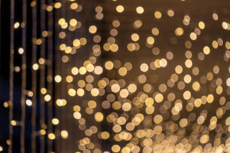 Twinkling lights installation urban setting abstract photography evening atmosphere close-up view...