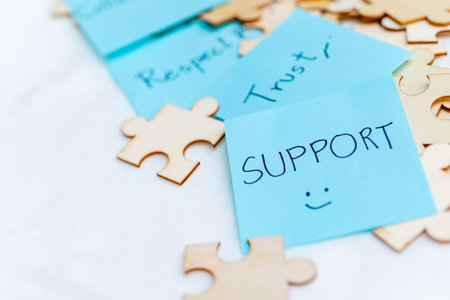Business support strategies building trust and respect in team environments with collaborative toolsの写真素材