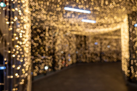 Festive lighting display urban venue photography indoor space close-up view holiday spirit and ambianceの写真素材