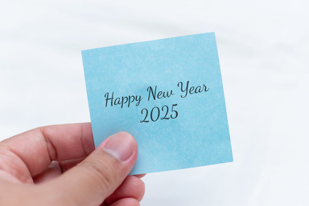 New year's celebration handwritten note home setting inspirational message bright atmosphere...