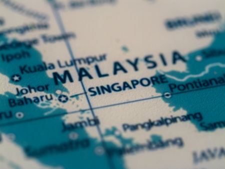 Traveling through malaysia a detailed map exploration of singapore and surroundingsの写真素材