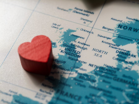 Exploring love for travel map of the united kingdom lifestyle close-up heart symbol