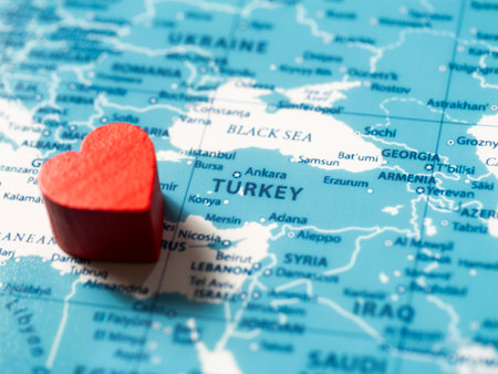 Love for turkey heart symbol on map travel emotional connection global viewpointの写真素材