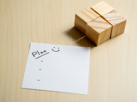Minimalist home office creative planning with wooden puzzles for enhanced productivity