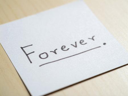 Forever note personal reflection home office minimalist close-up emotional connection
