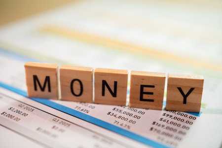 Office workspace informative close-up business financial strategy and investmentの写真素材