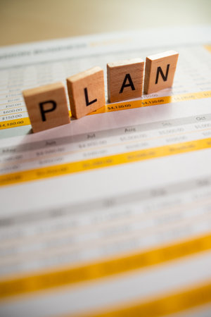 Strategic business planning office environment document layout focused viewpoint work concept