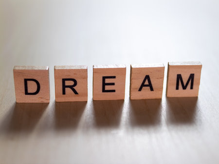 Explore the essence of dreams through minimalist showcasing letters that inspire creativity.の写真素材