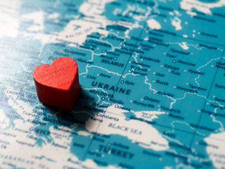 Heartfelt global support for ukraine a gesture of unity and human connectionの写真素材