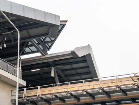 Exploring cutting-edge architecture in an urban environment with a modern twist.の写真素材