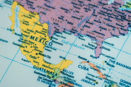 Discover the geographical features and highlights of Mexico through an -depth map analysis.の写真素材